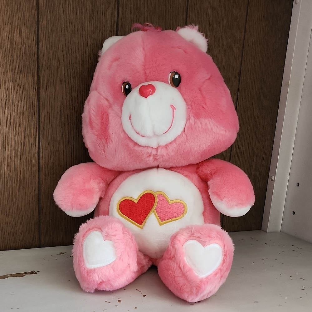 Pink Plush Teddy Bear with Hearts